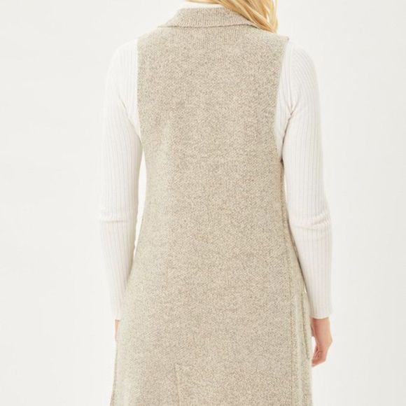 Love Tree Long Silhouette Sweater Vest Cardigan w/ Button Detail Size Medium - Picture 6 of 16